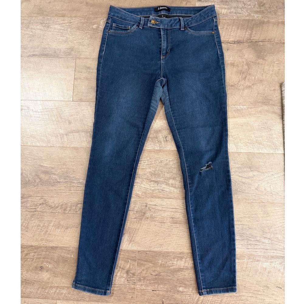 d.jeans Women's Dark Wash Distressed Skinny Jeans Size‎ 6 Indigo Denim Pants